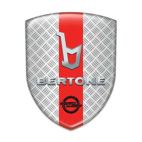 Opel Bertone Self Adhesive Car logo Emblem Mesh Efffect Red Ribbon Style 