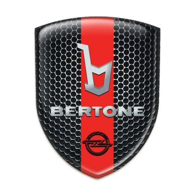 Opel Bertone Auto Emblem Perforated Steel with Red Ribbon Style 