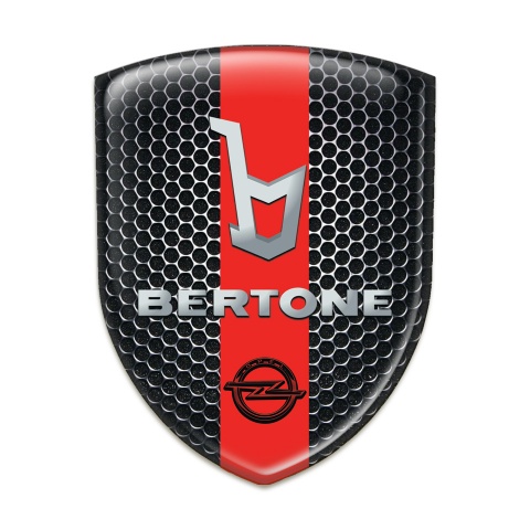 Opel Bertone Auto Emblem Perforated Steel with Red Ribbon Style 