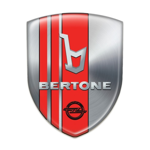 Opel Bertone Logo Emblem Silver with Red Tapes Decoration 