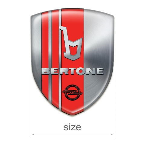 Opel Bertone Logo Emblem Silver with Red Tapes Decoration 