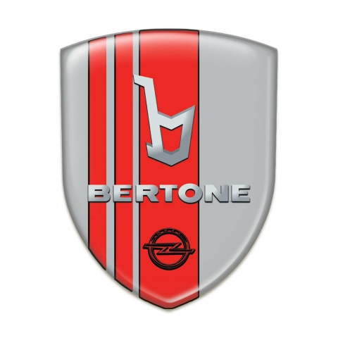 Opel Bertone Tuning Emblem Grey with Red Tapes Decoration 