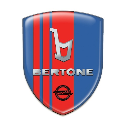 Opel Bertone Domed Emblem Blue with Red tapes Decoration 
