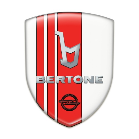 Opel Bertone Resin Sticker White with Red Tapes Decoration 