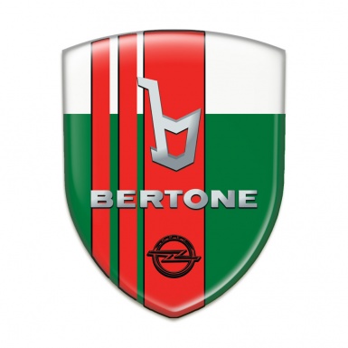 Opel Bertone 3D Gel Emblem Green White with Red Tapes Decoration 