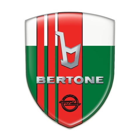 Opel Bertone 3D Gel Emblem Green White with Red Tapes Decoration 