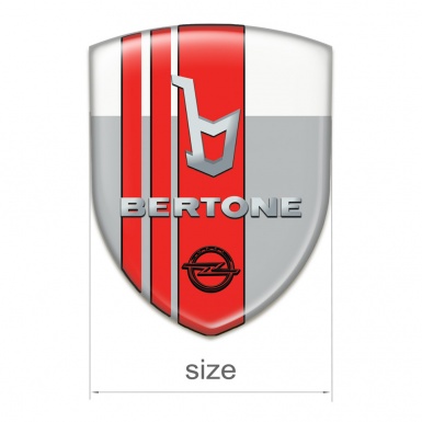 Opel Bertone Self Adhesive Car logo Emblem Grey White with Red Tapes Decoration 