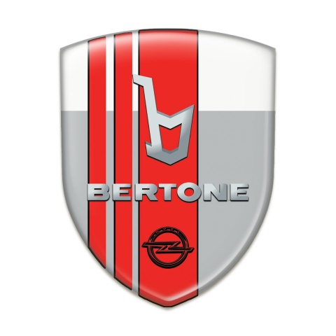 Opel Bertone Self Adhesive Car logo Emblem Grey White with Red Tapes Decoration 