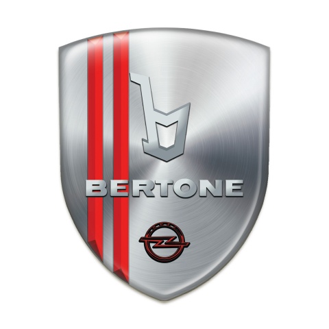 Opel Bertone Auto Emblem Silver with Red Stripes Type 