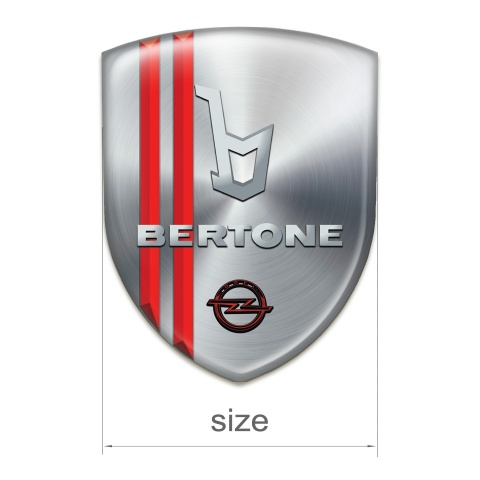 Opel Bertone Auto Emblem Silver with Red Stripes Type 