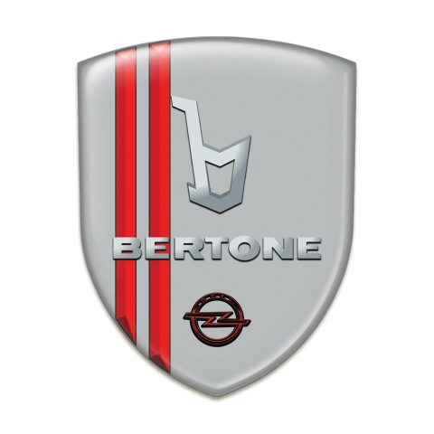 Opel Bertone Emblem Badge Logo Grey with Red Strypes Type 