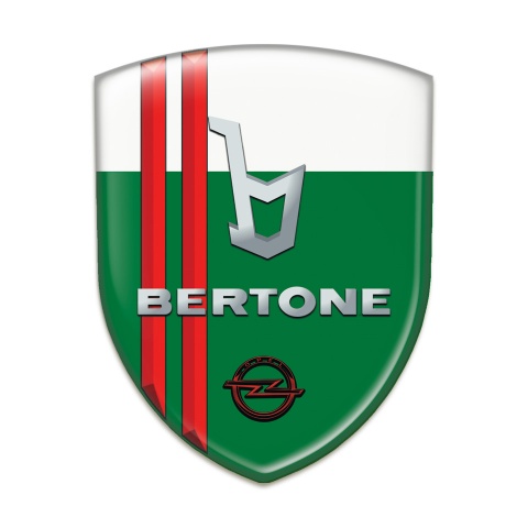Opel Bertone Logo Emblem Green White with Red Stripes Type 
