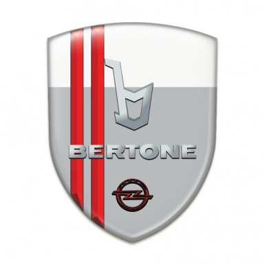 Opel Bertone Tuning Badge Grey White with Red Stripes Type 