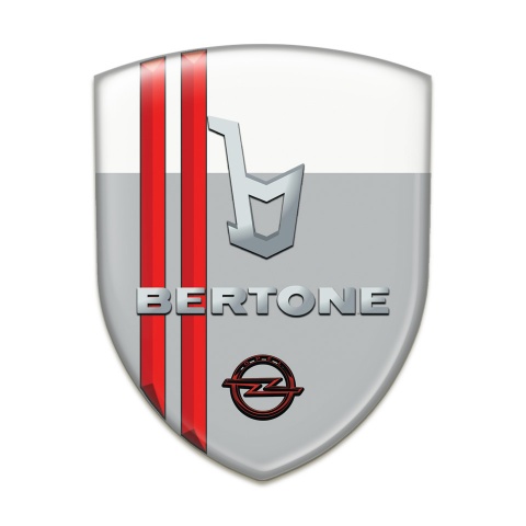 Opel Bertone Tuning Badge Grey White with Red Stripes Type 