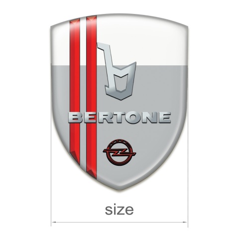 Opel Bertone Tuning Badge Grey White with Red Stripes Type 