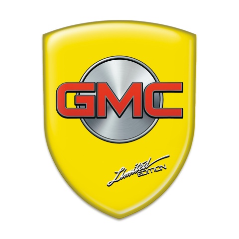 GMC Car Accessories Badge Yellow Base Silver Round Red Logo 