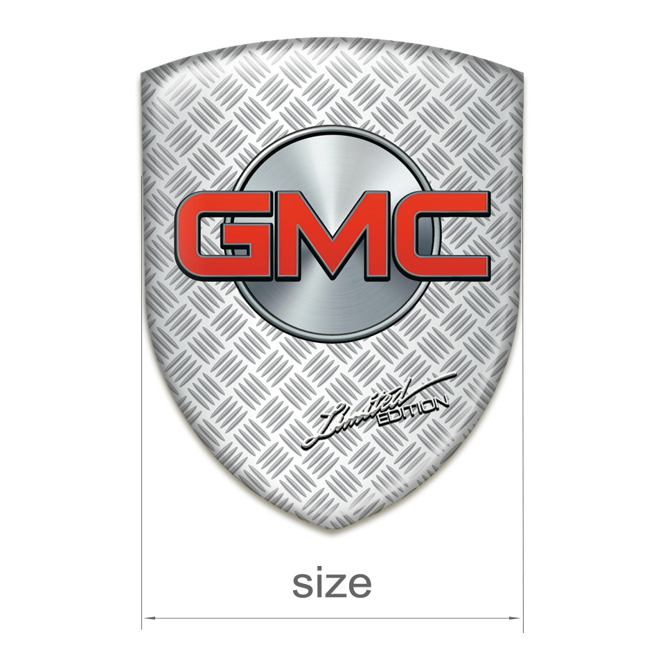 GMC Emblem Badge Logo Grid Effect Base Silver Round Red Logo | Domed ...
