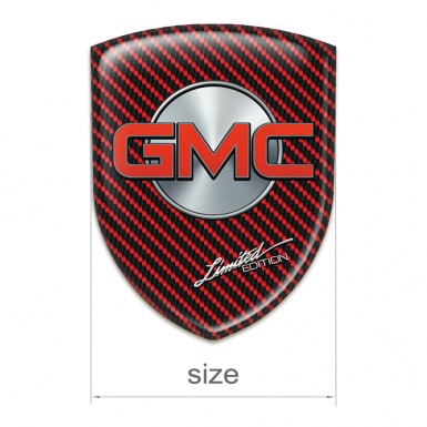 GMC Domed Emblem red carbon Base Silver Circle and red Logo 
