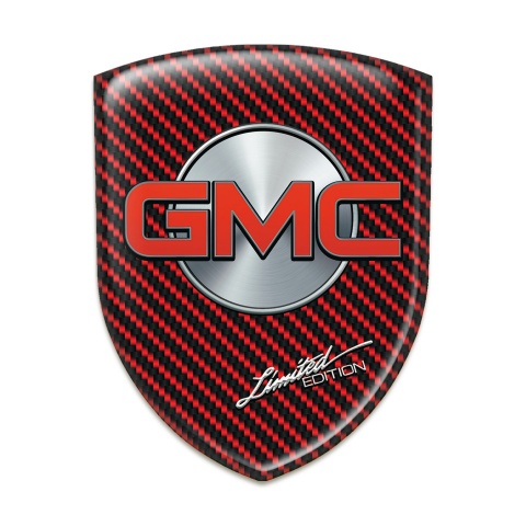 GMC Domed Emblem red carbon Base Silver Circle and red Logo 