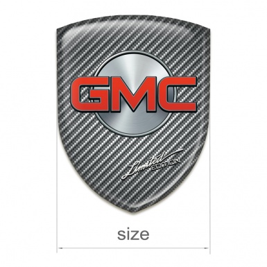 GMC Silicone Emblem Classic carbon Base Silver Circle and Red Logo 