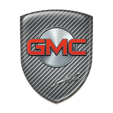 GMC Silicone Emblem Classic carbon Base Silver Circle and Red Logo 