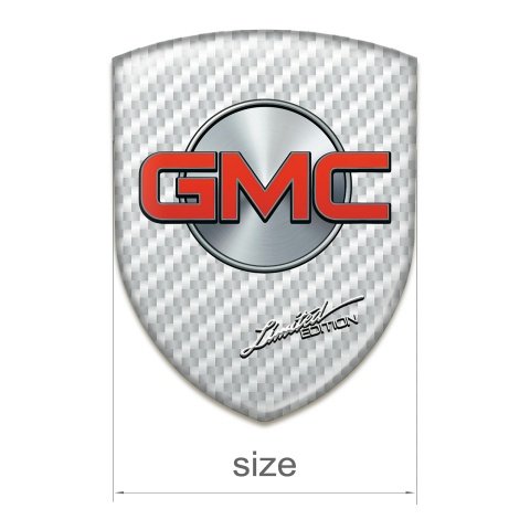 GMC Resin Sticker White Carbon Base Silver Circle and red Logo 