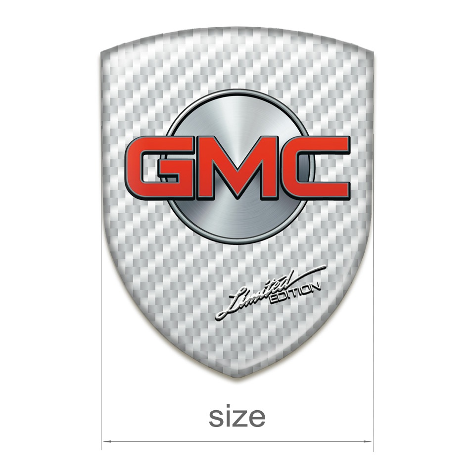 GMC Resin Sticker White Carbon Base Silver Circle and red Logo | Domed ...