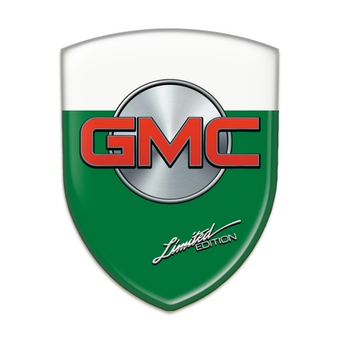 GMC 3D Gel Emblem Green White Base Limited Edition Style 