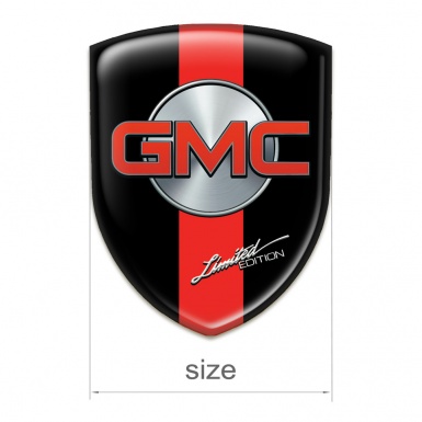 GMC Self Adhesive Car logo Emblem Black with Red Band and Silver Circle Design