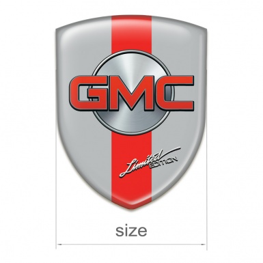 GMC Car Interior Badge Grey with Red Band and Silver Circle Design 