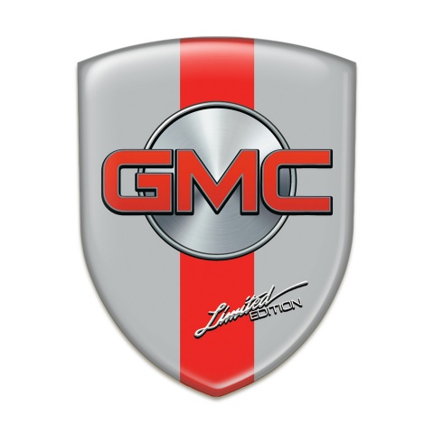 GMC Car Interior Badge Grey with Red Band and Silver Circle Design 