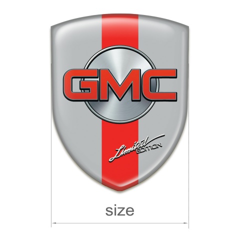 GMC Car Interior Badge Grey with Red Band and Silver Circle Design 