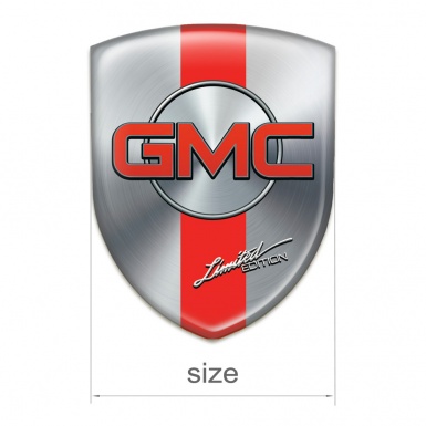 GMC Silicone Car Decal Badge Silver with Red Band Design 