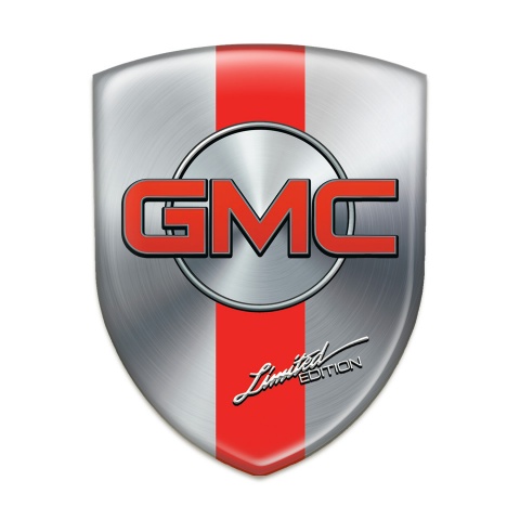 GMC Silicone Car Decal Badge Silver with Red Band Design 