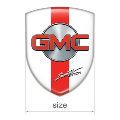 GMC Auto Emblem White with Red Band and Silver Circle Design 
