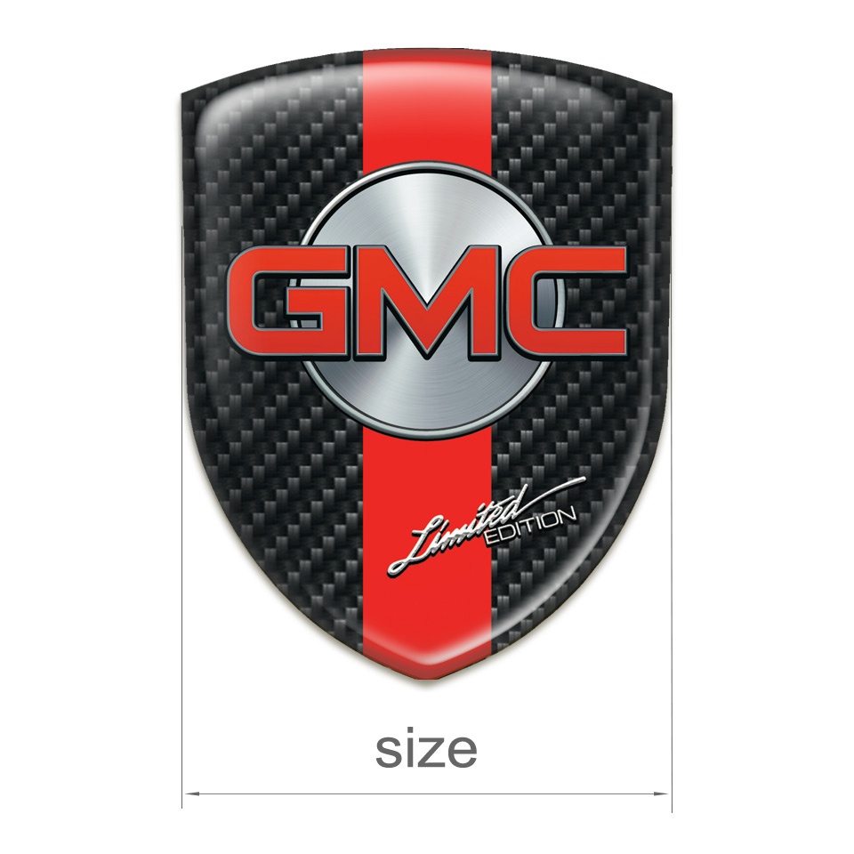 GMC Resin Sticker Dark Carbon with Red band Design | Domed Emblems ...