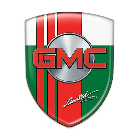 GMC Emblem Badge Logo Green White with Red Tapes Style 