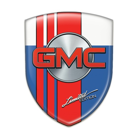 GMC Logo Emblem Blue White with Red Tapes Style 
