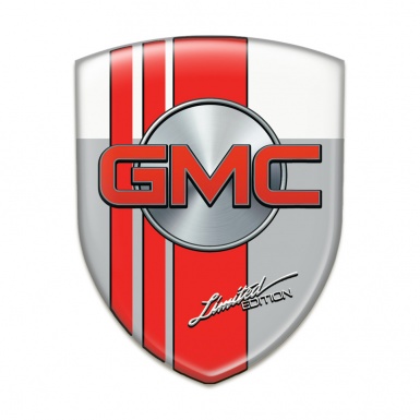 GMC Self Adhesive Emblem Logo Grey White with Red Tapes Style 