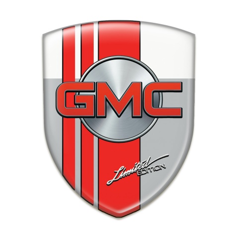 GMC Self Adhesive Emblem Logo Grey White with Red Tapes Style 