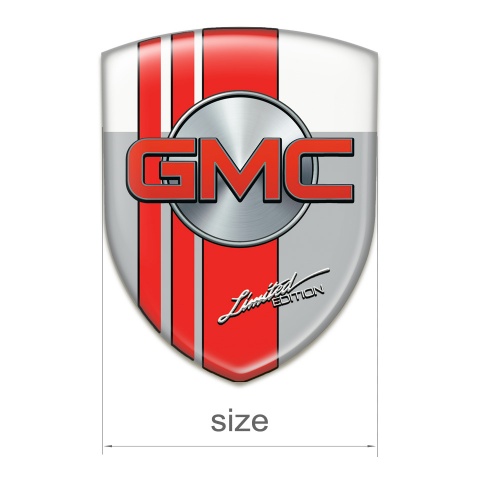 GMC Self Adhesive Emblem Logo Grey White with Red Tapes Style 