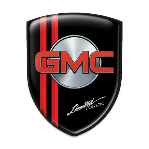 GMC 3D Gel Emblem Black with Red Lines Limited Edition Style 