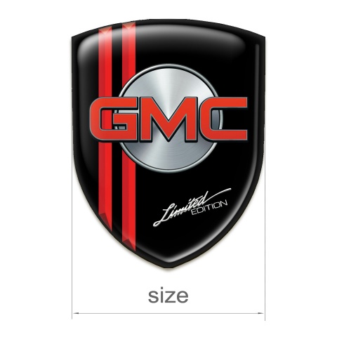 GMC 3D Gel Emblem Black with Red Lines Limited Edition Style 