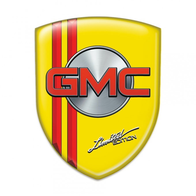GMC Car Accessories Badge Yellow with Red Lines Base Limited Edition 