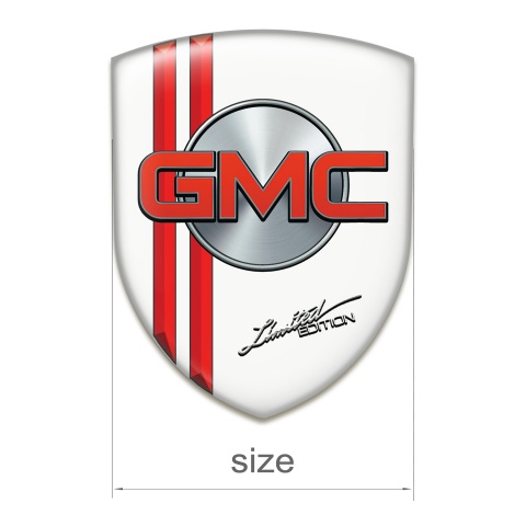 GMC Self Adhesive Car logo Emblem White with Red Lines 