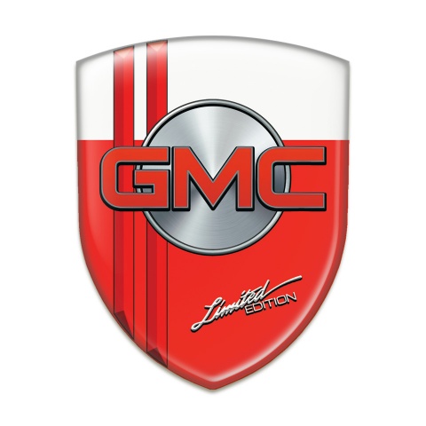 GMC Silicone Car Decal Badge Red White with Red lines 