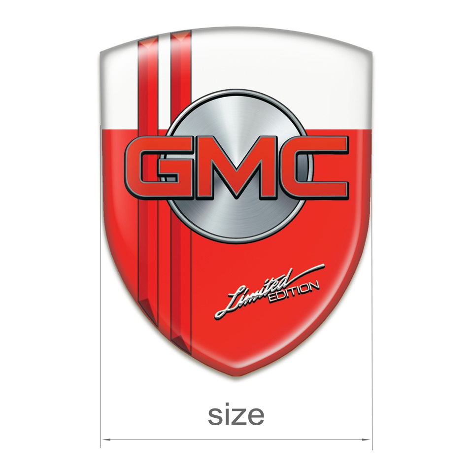 GMC Silicone Car Decal Badge Red White with Red lines | Domed Emblems ...