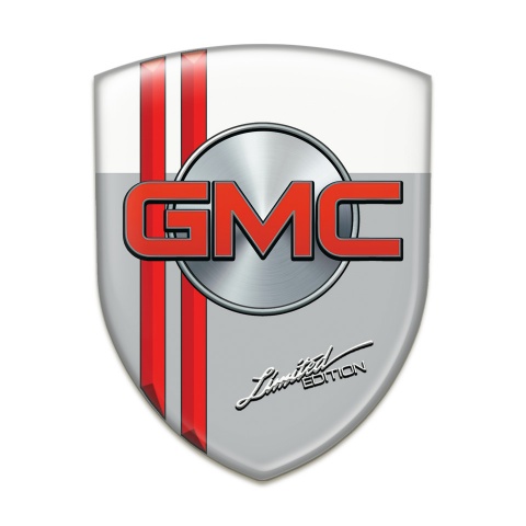 GMC Auto Emblem Grey White wwith Red Lines Style 