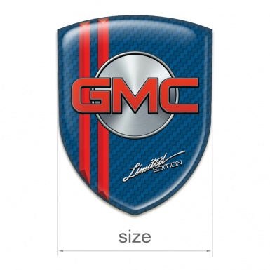 GMC Emblem Badge Logo Blue Carbon with Red lines Style 