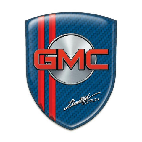 GMC Emblem Badge Logo Blue Carbon with Red lines Style 